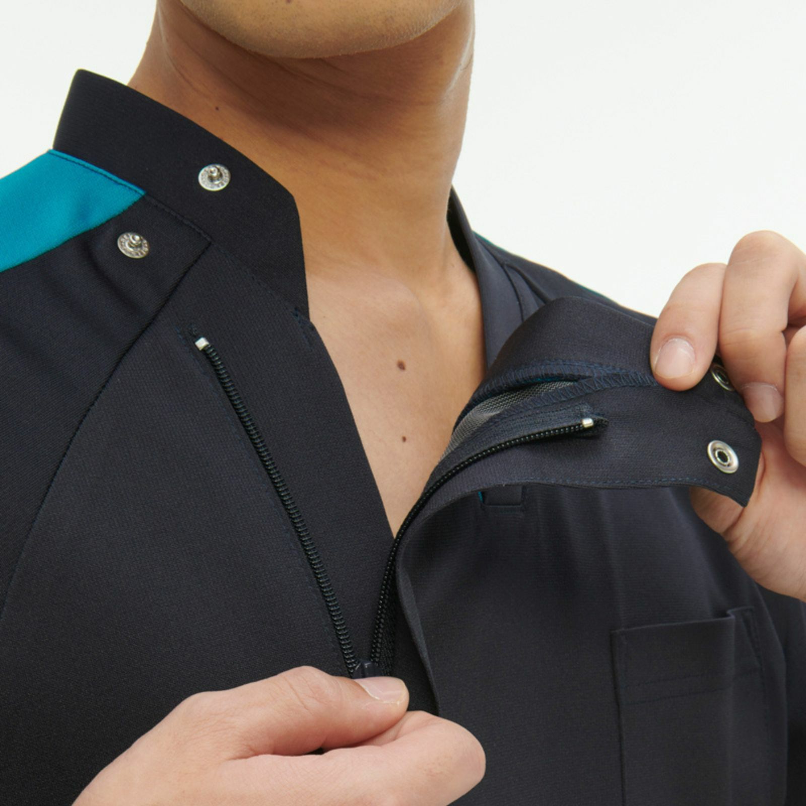 プロファンクション 男子スクラブ ネイビー＋ターコイズ RF-5197