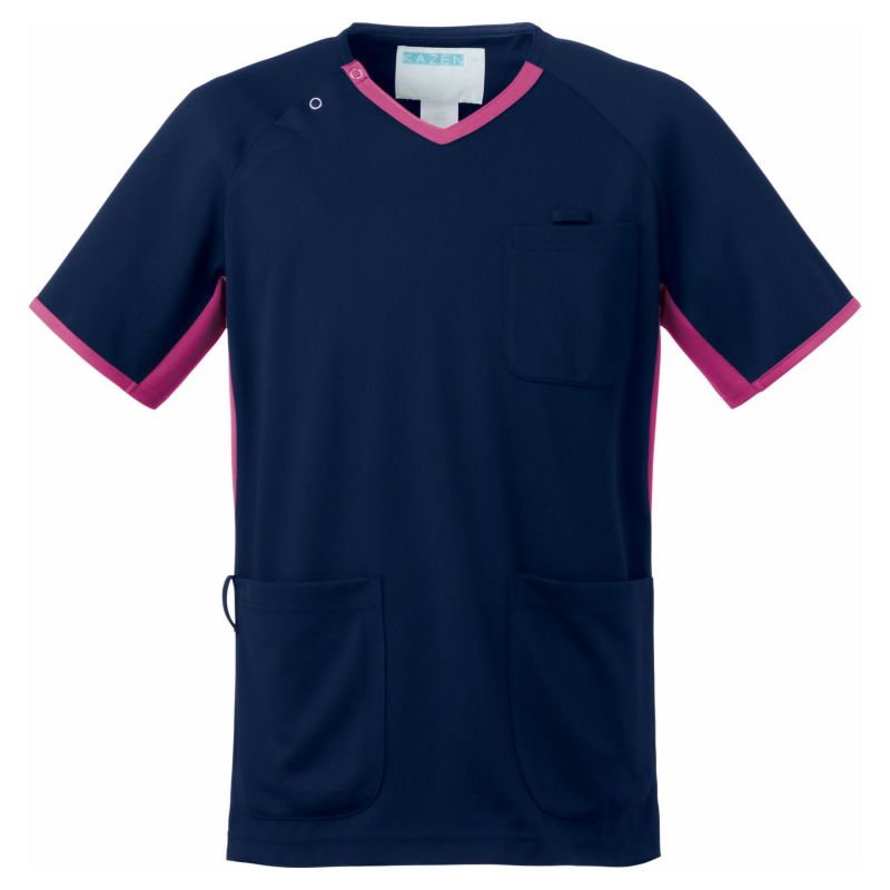 リアン スクラブ ネイビー×プラム 男女兼用 983-15