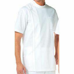 メンズ医務衣半袖 シルポート オフホワイト 253-10