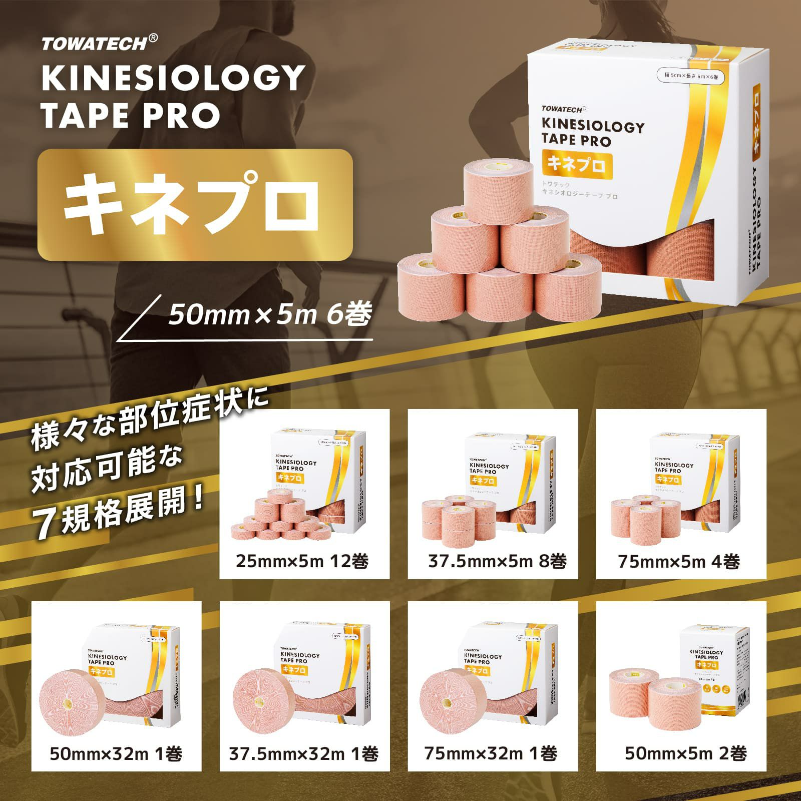 トワテック　キネシオロジーテープ PRO(5cm×5m　2巻)