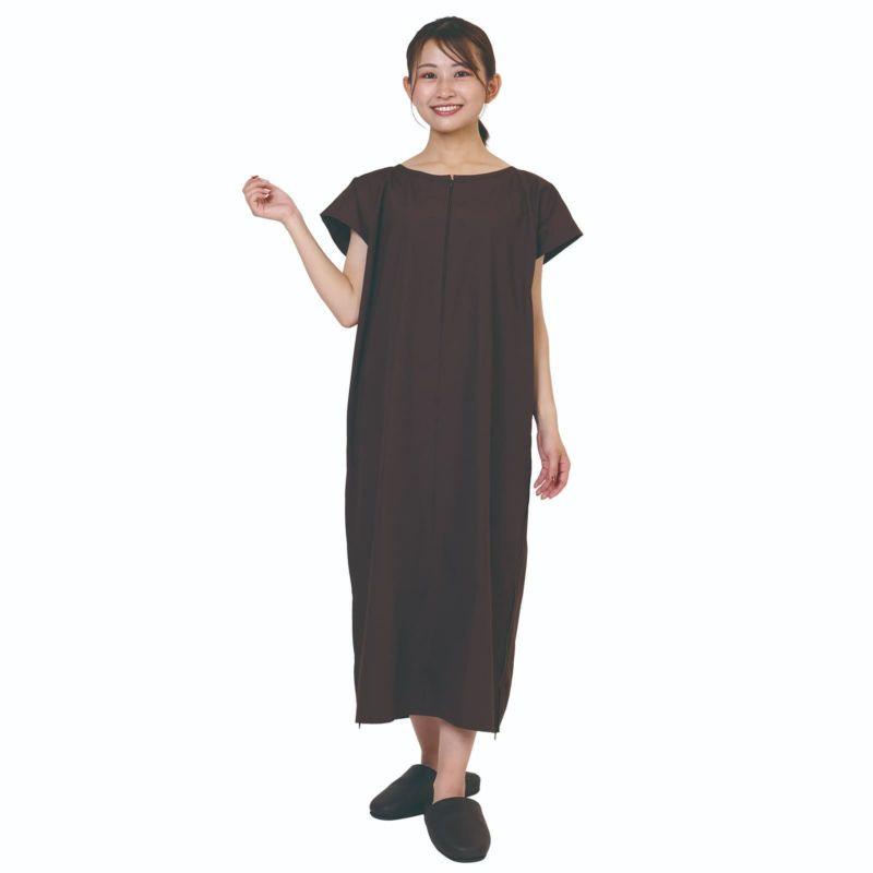 トワテック鍼灸患者着 ワンピース ダークブラウン 【まとめ買い】